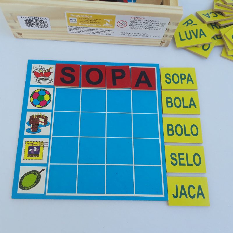 Loto Leitura em MDF Loto Leitura Material Educativo