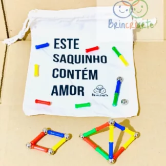 Tubinhos Magnéticos com Bolinhas de Metal para Montar - Busy Bag Brincriarte