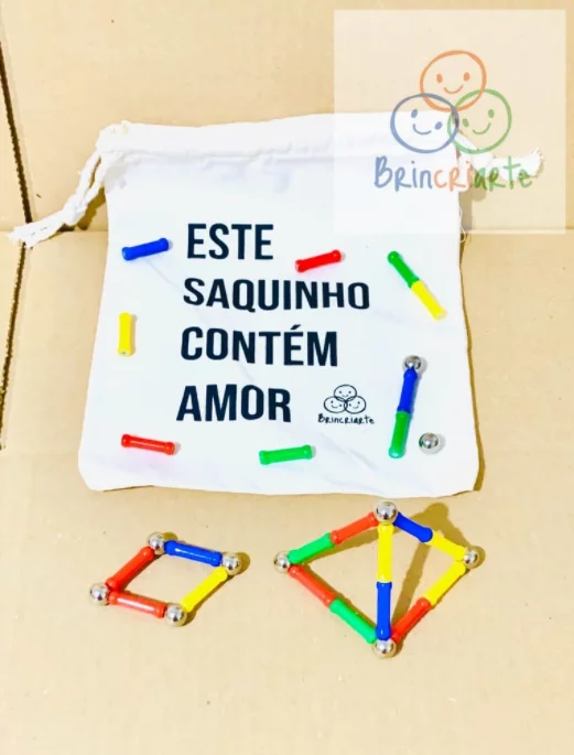 Tubinhos Magnéticos com Bolinhas de Metal para Montar - Busy Bag Brincriarte
