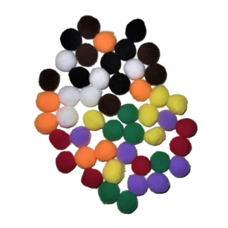 Pompons coloridos 14mm - 48 unidades