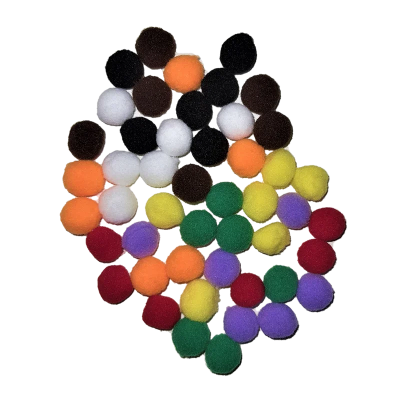 Pompons coloridos 14mm - 48 unidades