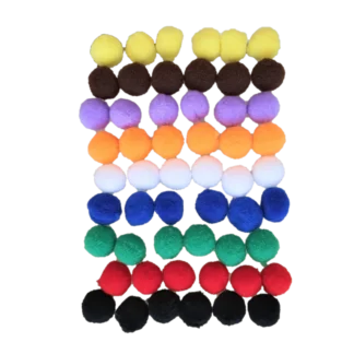Pompons coloridos 14mm - 54 unidades