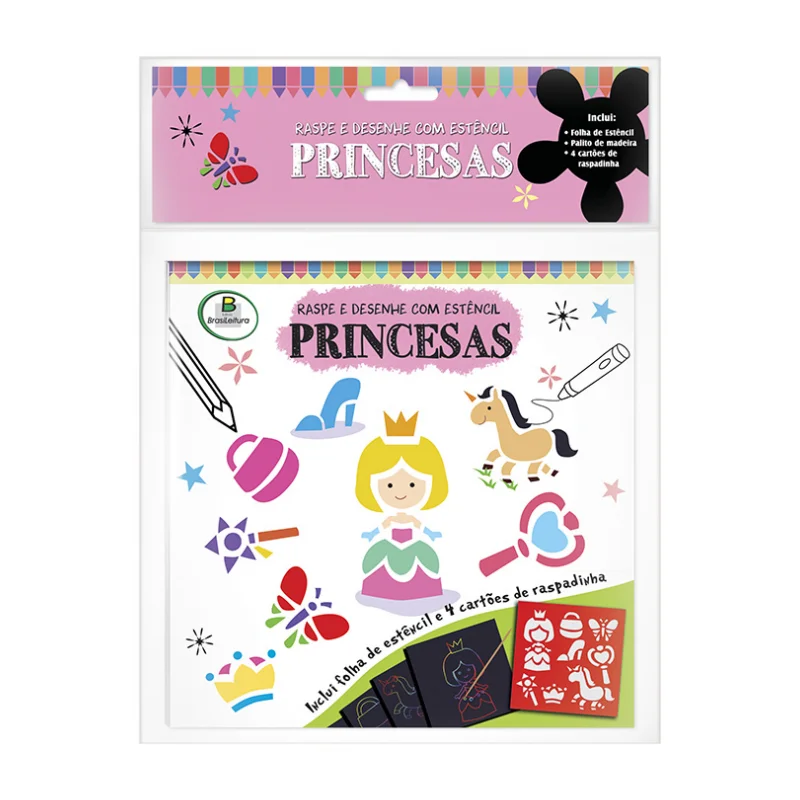 Raspe e desenhe com estêncil: Princesas