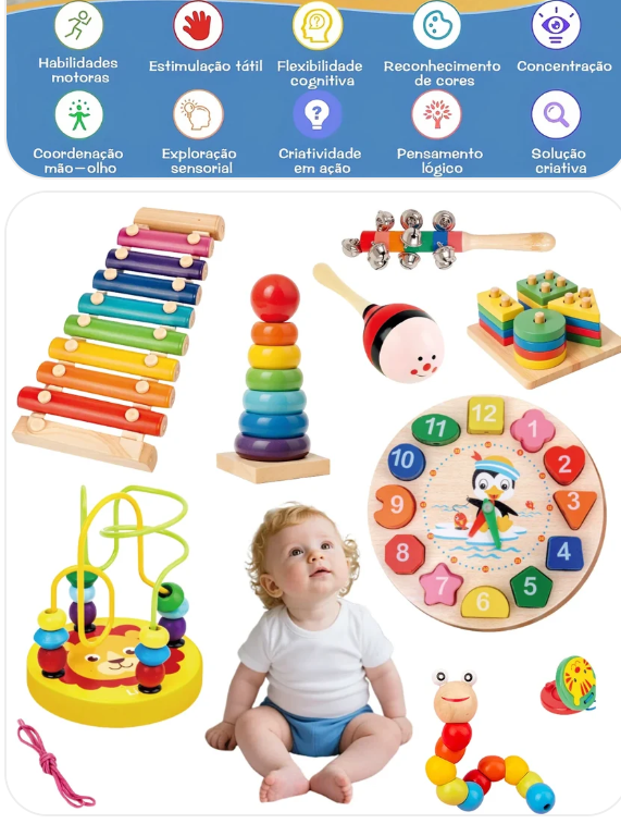 Kit 9 Brinquedos Montessori Pedagógico - Imagem 5